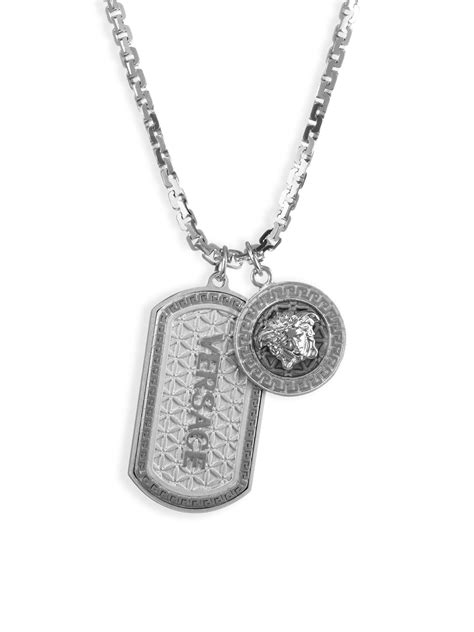 versace medusa dog tag|Versace Men's Medusa Dog Tag Logo Pendant Necklace.